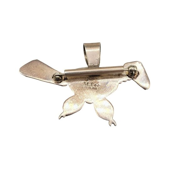M Lee Navajo Artist Roadrunner Pendant Brooch Charoite Spiny Oyster Sterling 925 - Picture 3 of 5